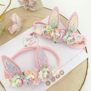 Rainbow Bunny Ears Easter headband - Girls Hairband - Photo Prop