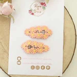 Crochet Daisy Snap Clip Pair