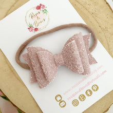 Load image into Gallery viewer, Neutral Nude Glitter Hair Bow - Glitter Hair Bow Hair Clip or Headband
