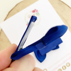 Royal Blue School Small Hair Bow Clip Set