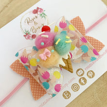 Load image into Gallery viewer, Ice Cream Transparent Glitter Bow Headband or Clip
