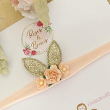 Load image into Gallery viewer, Dainty Bunny Ears Easter headband - Peach and Gold Headband
