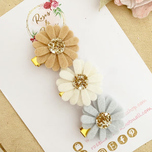 Neutral Daisy alligator clip set