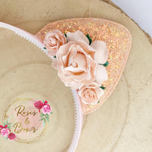 Load image into Gallery viewer, Peach glitter cat ears headband
