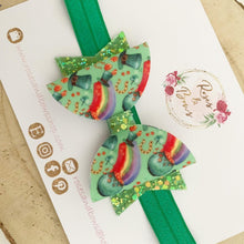 Load image into Gallery viewer, St Patrick’s Day Shamrock Glitter Hair Bow Headband or Clip
