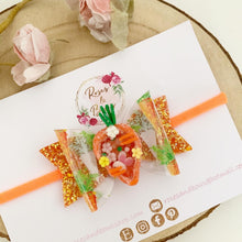 Load image into Gallery viewer, Easter Carrot Shaker Transparent and Glitter Hair Bow Headband or Clip
