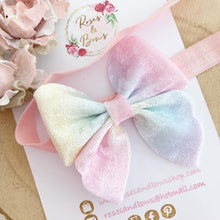 Load image into Gallery viewer, Velvet Ombré Rainbow Sailor Bow Headband or Clip
