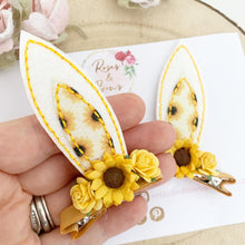 Load image into Gallery viewer, Sunflower Stand Up Bunny Ear Clips - Easter Bunny Clips
