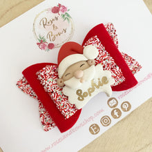 Load image into Gallery viewer, Personalised Father Christmas Hair Bow Headband or Clip
