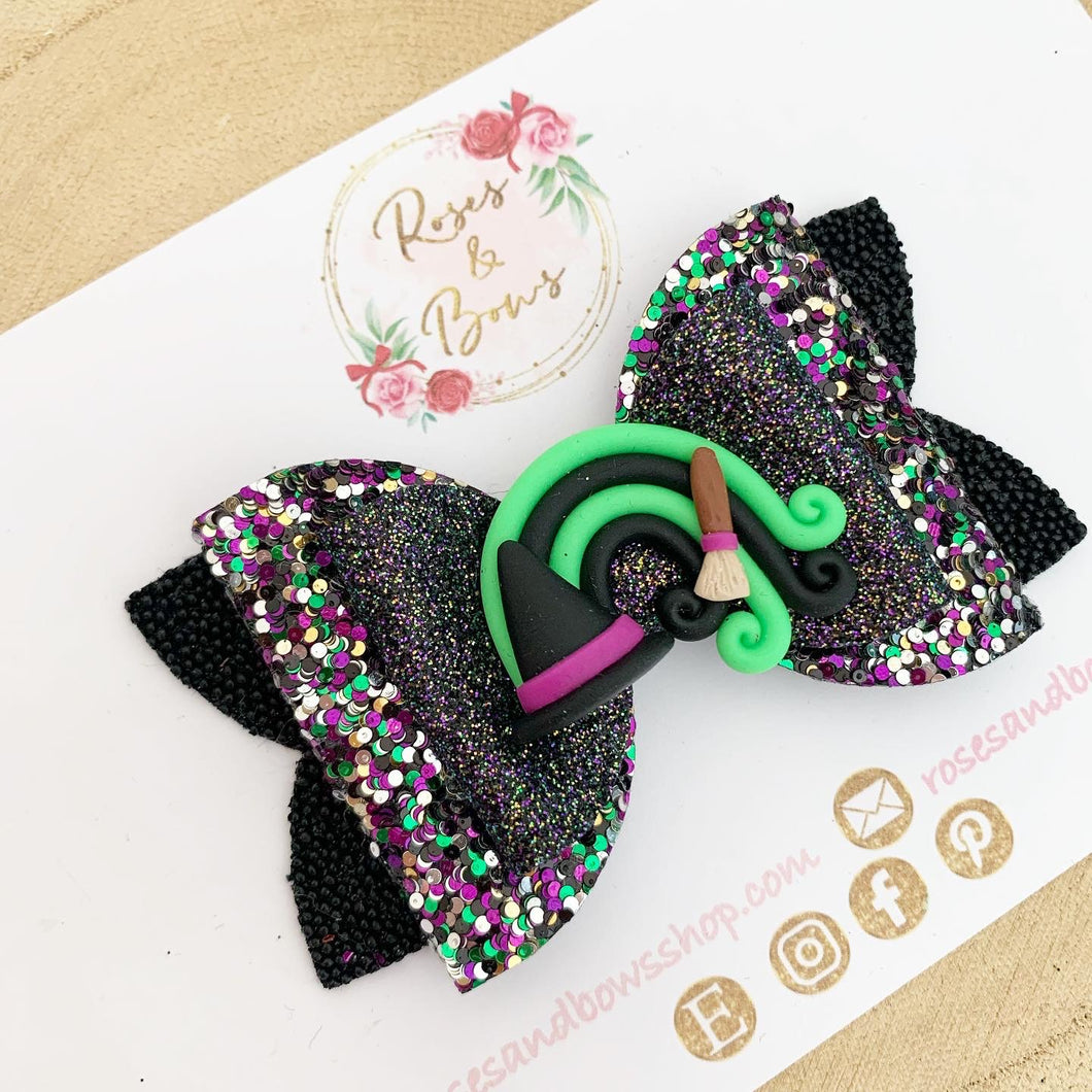 Witch Rainbow Halloween Hair Bow Headband or Clip