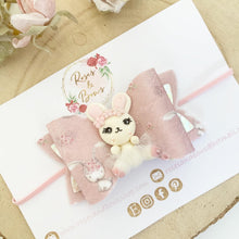 Load image into Gallery viewer, Easter Bunny Glitter Hair Bow Hair Clip or Headband
