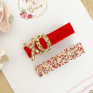 Valentines XO alligator clip set