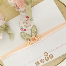 Load image into Gallery viewer, Dainty Bunny Ears Easter headband - Peach and Gold Headband
