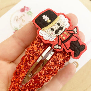 Christmas nutcracker glitter large snap clip