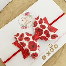 Load image into Gallery viewer, Poppy Glitter Bow Headband or Clip
