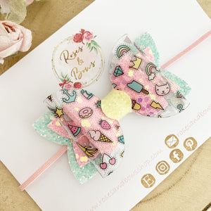 Summer Vibes Hair Bow Headband or Clip