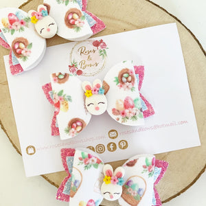 Easter Bunny Hair Bow Headband or Clip