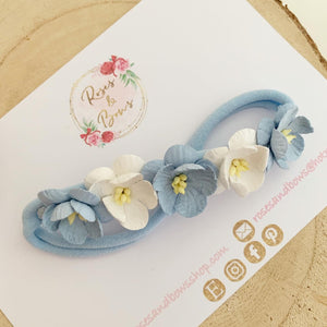 Blue cherry blossom nylon headband