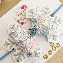Load image into Gallery viewer, Blue Snowflake Hair Bow Clip or Headband
