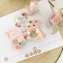 Load image into Gallery viewer, Easter Lamb Glitter Hair Bow Hair Clip or Headband
