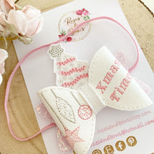 Load image into Gallery viewer, Pink Christmas Tree Glitter Bow Headband or Clip
