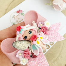 Load image into Gallery viewer, Pink Fairy Glitter Hair Bow Headband or Clip
