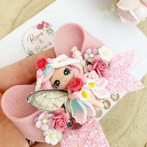 Pink Fairy Glitter Hair Bow Headband or Clip