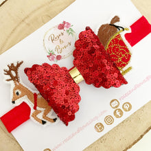 Load image into Gallery viewer, Christmas Sleigh Hair Bow Clip or Headband
