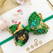 Load image into Gallery viewer, St Patrick’s Day Rainbow Shamrock Shaker Hair Bow Headband or Clip
