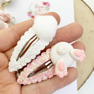 Easter bunny scalloped snap clip set