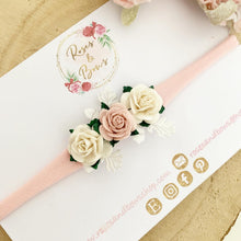 Load image into Gallery viewer, Blush pink and ivory small dainty flower headband
