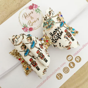 Christmas Nutcracker Hair Bow Headband or Clip