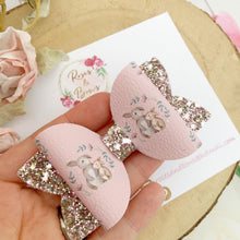 Load image into Gallery viewer, Easter Bunny Glitter Hair Bow Hair Clip or Headband

