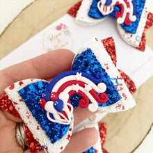 Load image into Gallery viewer, July 4th Independence Day Hair Bow Headband or Clip
