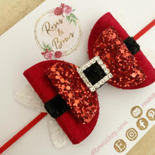Load image into Gallery viewer, Red Santa Claus Buckle Hair Bow Headband or Clip
