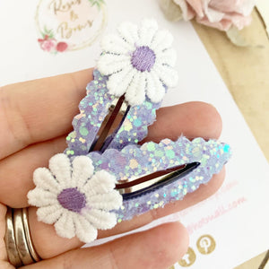 Purple daisy snap clips set