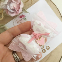 Load image into Gallery viewer, Pink Heart Transparent Valentine’s Bow with Charm
