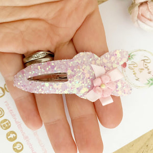 Pink Easter Bunny glitter snap clip