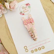 Load image into Gallery viewer, Pink &amp; Gold Easter Bunny glitter snap clip
