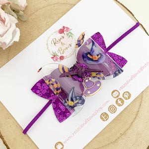 Halloween Witch Charm Hair Bow Headband or Clip