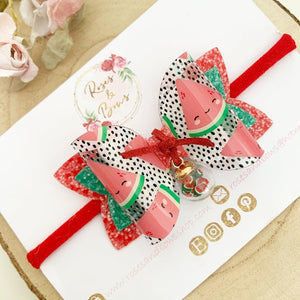 Watermelon Hair Bow Headband or Clip