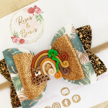 Load image into Gallery viewer, Leopard Rainbow Hair Bow Headband or Clip
