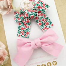 Load image into Gallery viewer, Pink Cotton Tie Bow Headband or Clip Set
