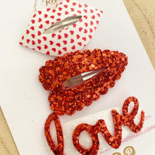 Load image into Gallery viewer, Red Valentines Day snap clip set
