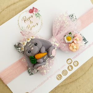 Easter Bunny Hair Bow Headband or Clip