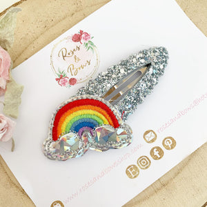 Silver rainbow large snap clip