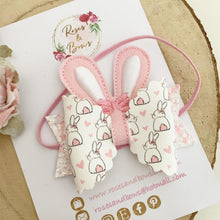 Load image into Gallery viewer, Bunny Ears Hair Bow Headband or Clip - Pink Sequin Bunny Rabbit Ears Hair Bow
