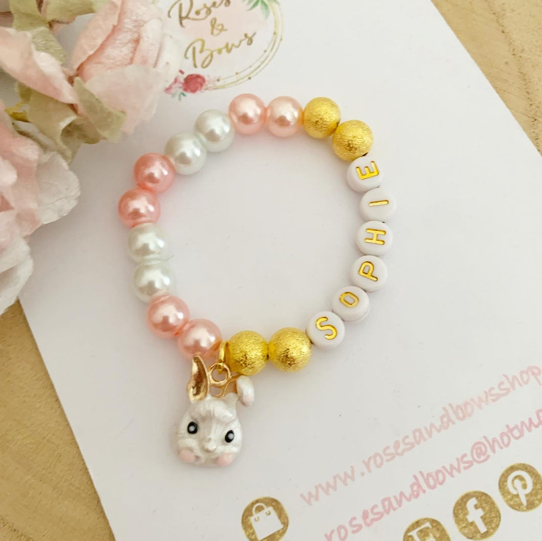 Girls Personalised Easter Bunny Bracelet