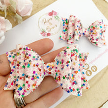 Load image into Gallery viewer, Pink Star Glitter Hair Bow Headband or Clip
