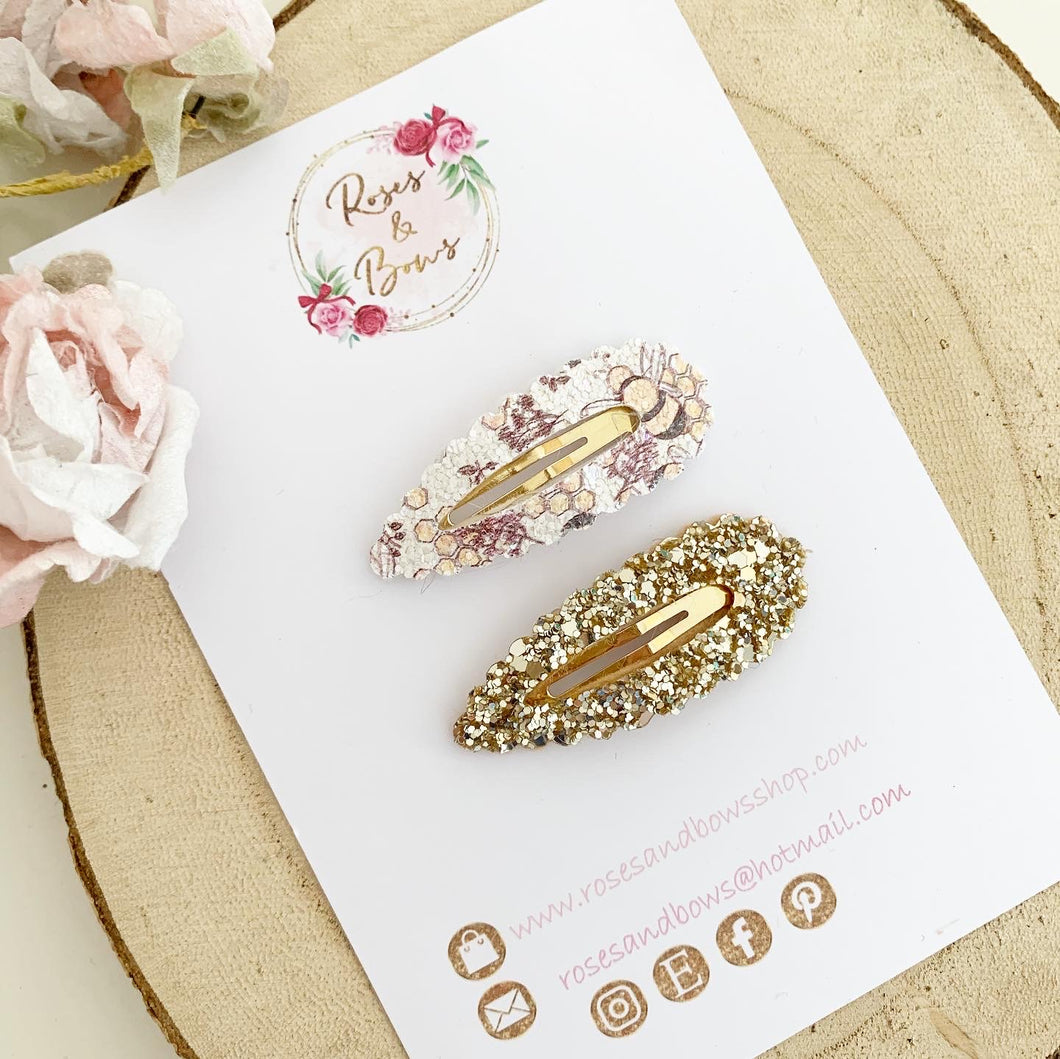 Bee and Honeycomb Snap Clip Set
